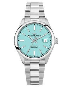 Montre pour homme Philip Watch Swiss Made Caribe Urban en acier inoxydable avec cadran turquoise et quartz R8253597642 100M