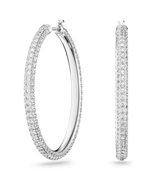 Boucles d&#39,oreilles créoles Swarovski Dextera en cristaux transparents mélangés et plaquées rhodium 5389432 pour femmes