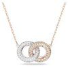 Collier Swarovski Dextera avec cristaux transparents et cercles entrelacés plaqués or rose 5414999 pour femme