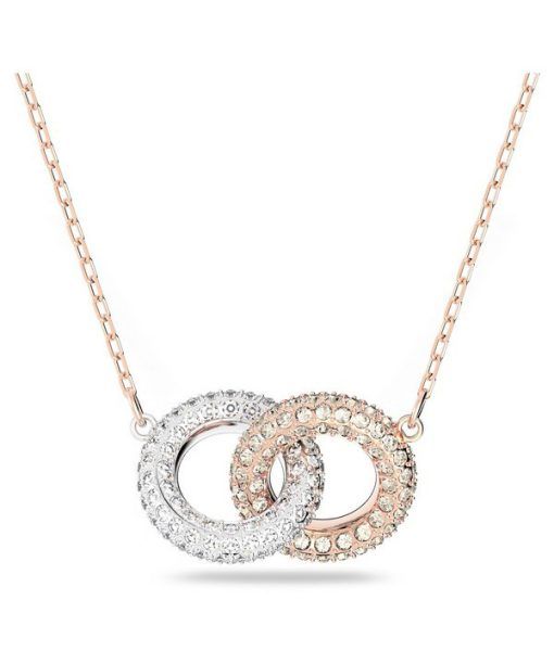 Collier Swarovski Dextera avec cristaux transparents et cercles entrelacés plaqués or rose 5414999 pour femme