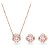 Ensemble collier et boucles d',oreilles Swarovski Una plaqué or rose et zircone 5516488 pour femme