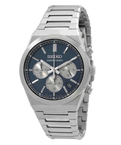 Montre Seiko Sport Chronograph Acier Inoxydable Cadran Bleu Quartz SSB453P1 100M Homme