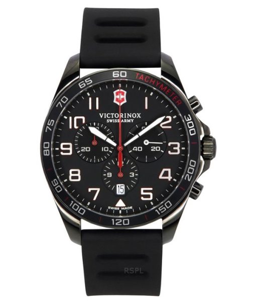 Montre chronographe Victorinox Swiss Army Fieldforce Sport pour homme avec bracelet en caoutchouc et cadran noir à quartz 241889