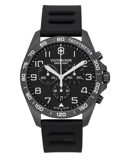 Montre chronographe Victorinox Swiss Army Fieldforce Sport pour homme avec bracelet en caoutchouc et cadran noir à quartz 241926