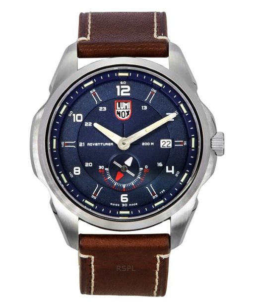 Montre de plongée à quartz Luminox Atacama Adventurer Field avec bracelet en cuir et cadran bleu XL.1763 200 m pour homme