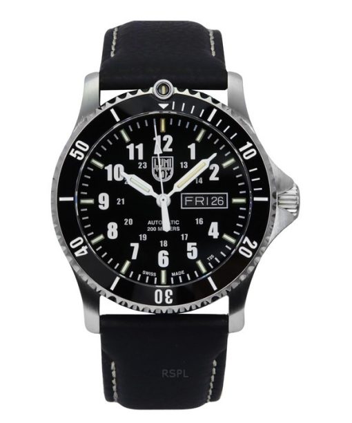 Montre de plongée automatique pour homme Luminox Sport Timer XS.0921 200 m avec bracelet en cuir et cadran bleu