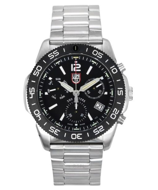 Montre homme Luminox Pacific Diver Chronograph en acier inoxydable avec cadran noir et quartz XS.3142 200M