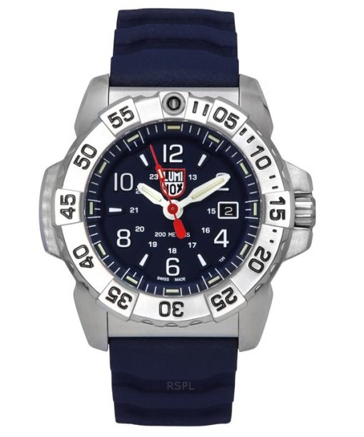 Montre de plongée à quartz pour homme Luminox Navy Seal XS.3253 200 m avec bracelet en caoutchouc et cadran bleu