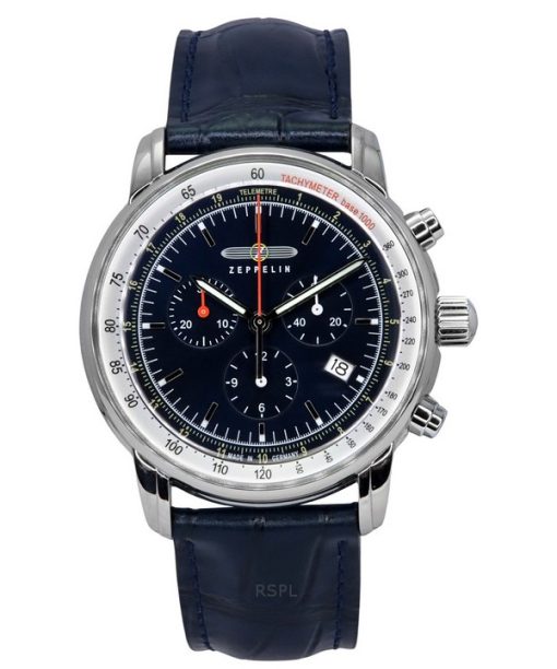 Montre Homme Zeppelin LZ 14 Marine Chronograph Bracelet Cuir Cadran Bleu Quartz 88883