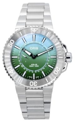 Montre de plongée automatique Oris Aquis analogique édition limitée cadran vert 01 743 7734 4197-Set 300M pour homme avec bracel