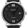 Montre Homme Bulova Analogique Hudson Bracelet Cuir Cadran Noir Automatique 96B441