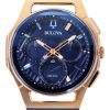 Montre chronographe Bulova Marc Anthony CURV pour homme avec bracelet en caoutchouc et cadran bleu à quartz 97A185