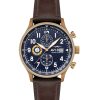 Montre chronographe classique Hawker Hurricane AVI-8 avec bracelet en cuir et cadran bleu amiral pour homme AV-4011-0O