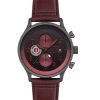 Montre chronographe classique Hawker Hurricane AVI-8 pour homme avec bracelet en cuir rouge sang et cadran noir à quartz AV-4011