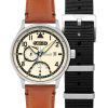 Montre à quartz pour homme AVI-8 Hawker Hurricane Mckellar Dual Time avec bracelet en cuir marron beige et cadran crème AV-4101-