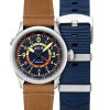 Montre automatique pour homme AVI-8 Flyboy Wingman Worldtimer GMT Atlantic Blue Dial AV-4120-01 avec bracelet supplémentaire