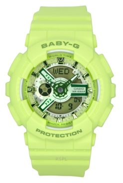 Montre analogique numérique Casio Baby-G pour femme avec bracelet en résine verte et cadran vert BA-110YK-3A à quartz 100 m