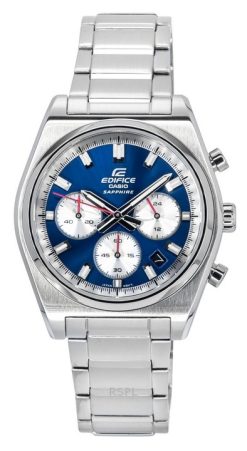 Montre chronographe analogique Casio Edifice en acier inoxydable avec cadran bleu et quartz EFB-730D-2AV 100M pour homme