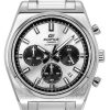 Montre chronographe analogique Casio Edifice en acier inoxydable avec cadran argenté et quartz EFB-730D-7AV 100M pour homme