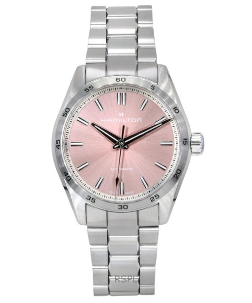 Montre Hamilton Jazzmaster Performer en acier inoxydable avec cadran rose automatique H36105171 100M pour femme