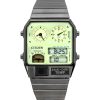 Montre homme Citizen analogique numérique à double fuseau horaire en acier inoxydable avec cadran vert et quartz JG2147-85X