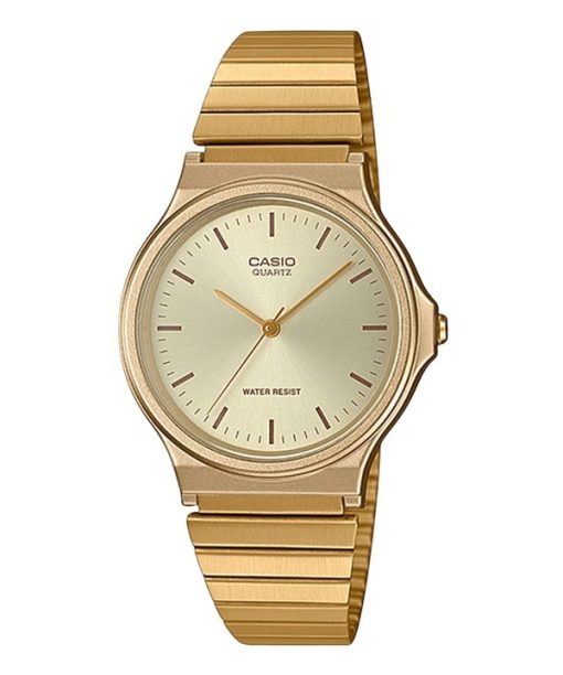 Montre analogique Casio pour homme en acier inoxydable doré avec cadran champagne et quartz MQ-24G-9E