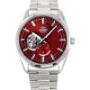 Montre automatique pour homme Orient Classic Contemporary en acier inoxydable avec cadran rouge en forme de cœur ouvert RA-AR001