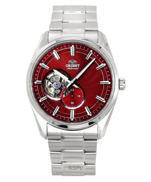 Montre automatique pour homme Orient Classic Contemporary en acier inoxydable avec cadran rouge en forme de cœur ouvert RA-AR001