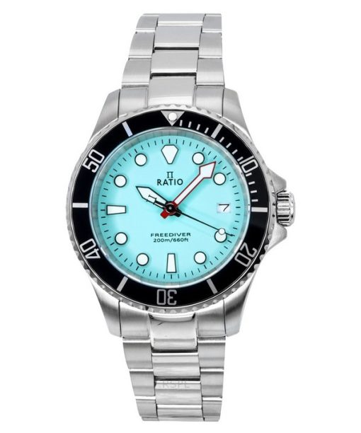 Montre pour homme Ratio FreeDiver Sapphire en acier inoxydable avec cadran bleu glacier et quartz RTF032 200 m