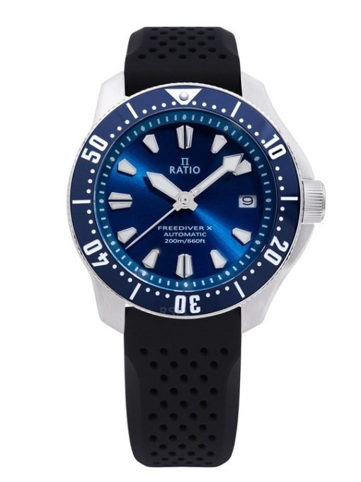 Ratio FreeDiver X Ocean Blue avec incrustation en céramique bleue automatique RTX003 200M montre pour homme