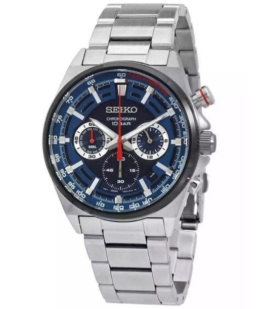 Montre Seiko Conceptual Chronograph en acier inoxydable avec cadran bleu et quartz SSB407P1 100M pour homme