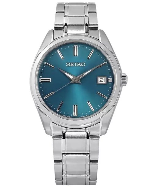 Montre Seiko Classic en acier inoxydable avec cadran bleu et quartz SUR525P1 100M pour homme