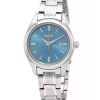 Montre Seiko Classic en acier inoxydable avec cadran bleu et quartz SUR531P1 100M pour femme