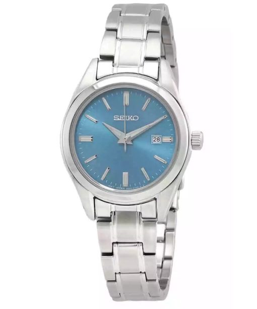 Montre Seiko Classic en acier inoxydable avec cadran bleu et quartz SUR531P1 100M pour femme