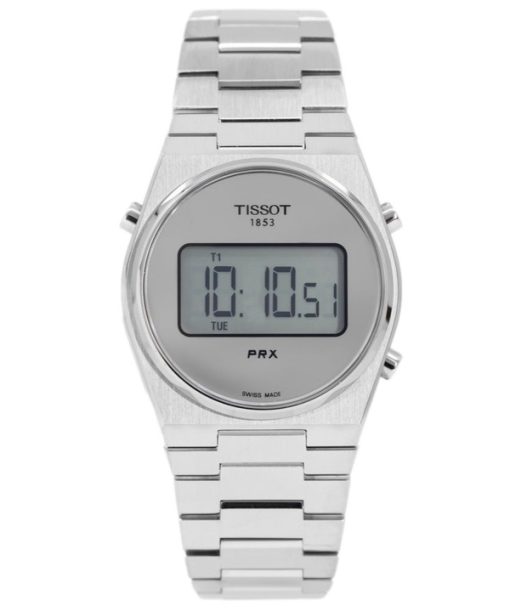 Montre unisexe Tissot T-Classic PRX Digital en acier inoxydable avec cadran miroir argenté T137.263.11.030.00 100M