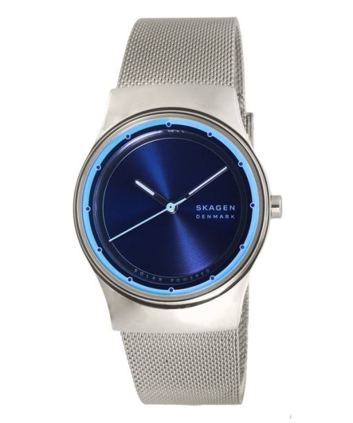 Montre Skagen Sol en acier inoxydable avec cadran bleu océan et maille à énergie solaire SKW3024 pour femme remise à neuf