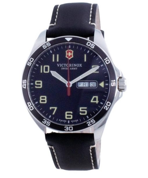 Montre homme Victorinox Fieldforce cuir cadran noir quartz 241846 100M remise à neuf