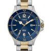 Montre homme Timex Harborside à quartz bicolore en acier inoxydable avec cadran bleu TWG019600 remise à neuf