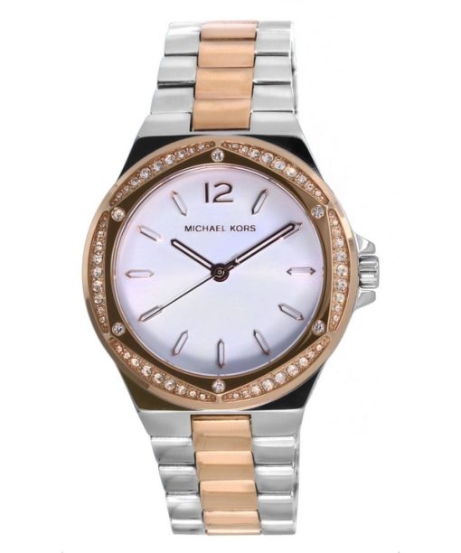 Montre à quartz pour femme Michael Kors Lennox Crystal Accents avec cadran argenté MK6989 remise à neuf