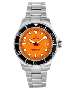 Montre homme Ratio FreeDiver Sapphire en acier inoxydable avec cadran orange et quartz RTF035 200M remise à neuf