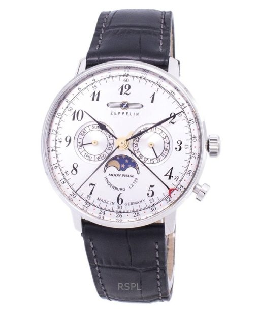 Montre homme Zeppelin LZ 129 Hindenburg à cadran blanc, quartz, 70361, fabriquée en Touteemagne, remise à neuf