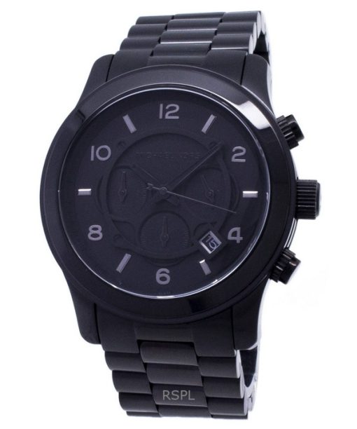 Montre homme Michael Kors Runway Chronograph en acier inoxydable avec cadran noir et quartz MK8157 100M remise à neuf