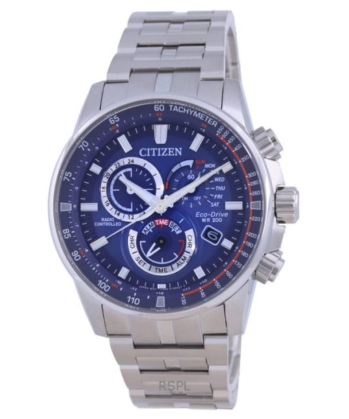 Montre de plongée pour homme Citizen PCAT avec chronographe radiocommandé et cadran bleu Eco-Drive CB5880-54L 200M remise à neuf