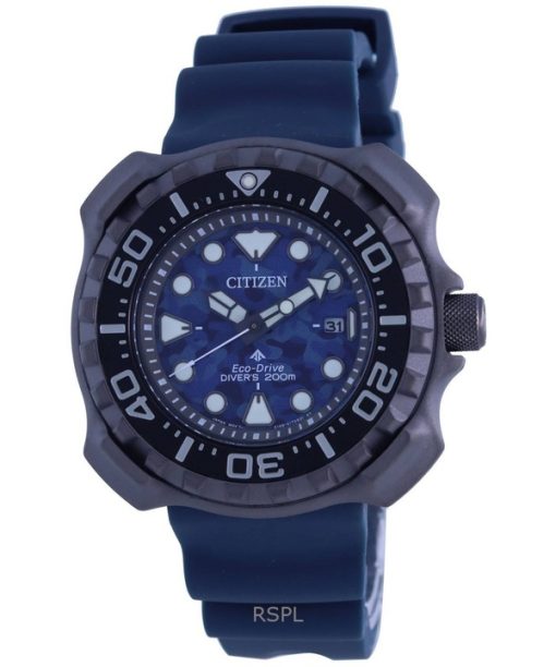 Montre Citizen Promaster Diver's BN0227-09L 200M pour homme avec bracelet en polyuréthane et cadran bleu Eco-Drive reconditi