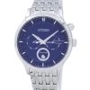 Montre homme Citizen Eco-Drive Moon Phase cadran texturé bleu fabriqué au Japon AP1050-56L remise à neuf