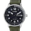 Montre homme Citizen Urban Eco-Drive remise à neuf avec bracelet en nylon vert et cadran noir BM8590-10E 100M