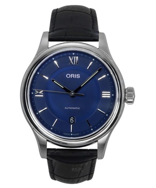 Montre Homme Oris Classic Date Bracelet Cuir Cadran Bleu Automatique 01 733 7719 4075-07 5 20 35