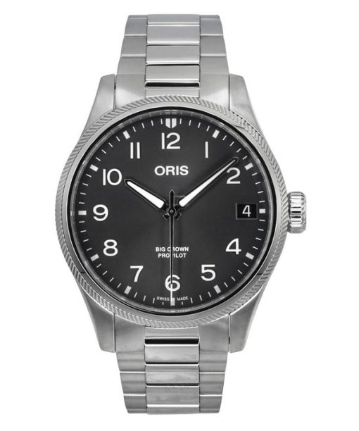 Montre Oris Big Crown ProPilot en acier inoxydable avec cadran gris automatique 01 751 7761 4063-07 8 20 08P 100M pour homme