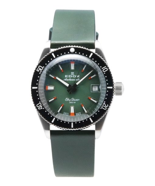 Montre de plongée automatique Edox Skydiver Special Edition pour homme avec cadran vert 801313NCVI 300M et bracelet supplémentai