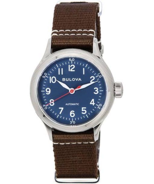 Bulova Classic HACK Military A11 Bracelet en nylon Cadran bleu Automatique 96A282 Montre unisexe